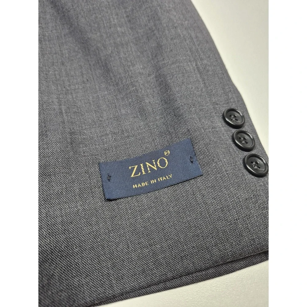 ZINO Suit Mens 52 Gray Wool Super 120s 2 Piece 47x36 Milan Italy NWT FLAW